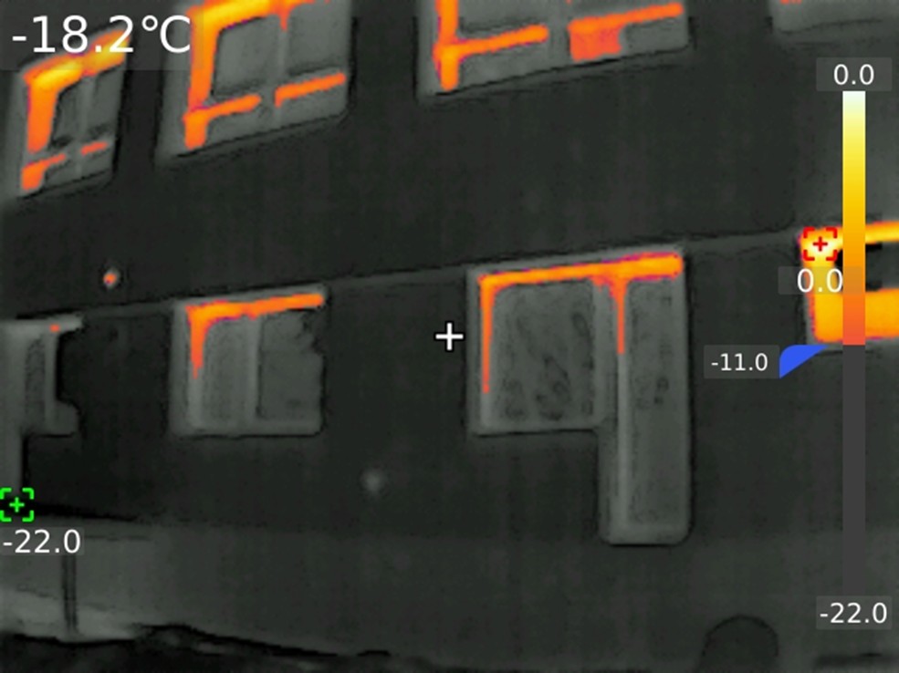 Termokamera - Snímka po nastavení rozpätia teplôt medzi -11 až +21 stupňov